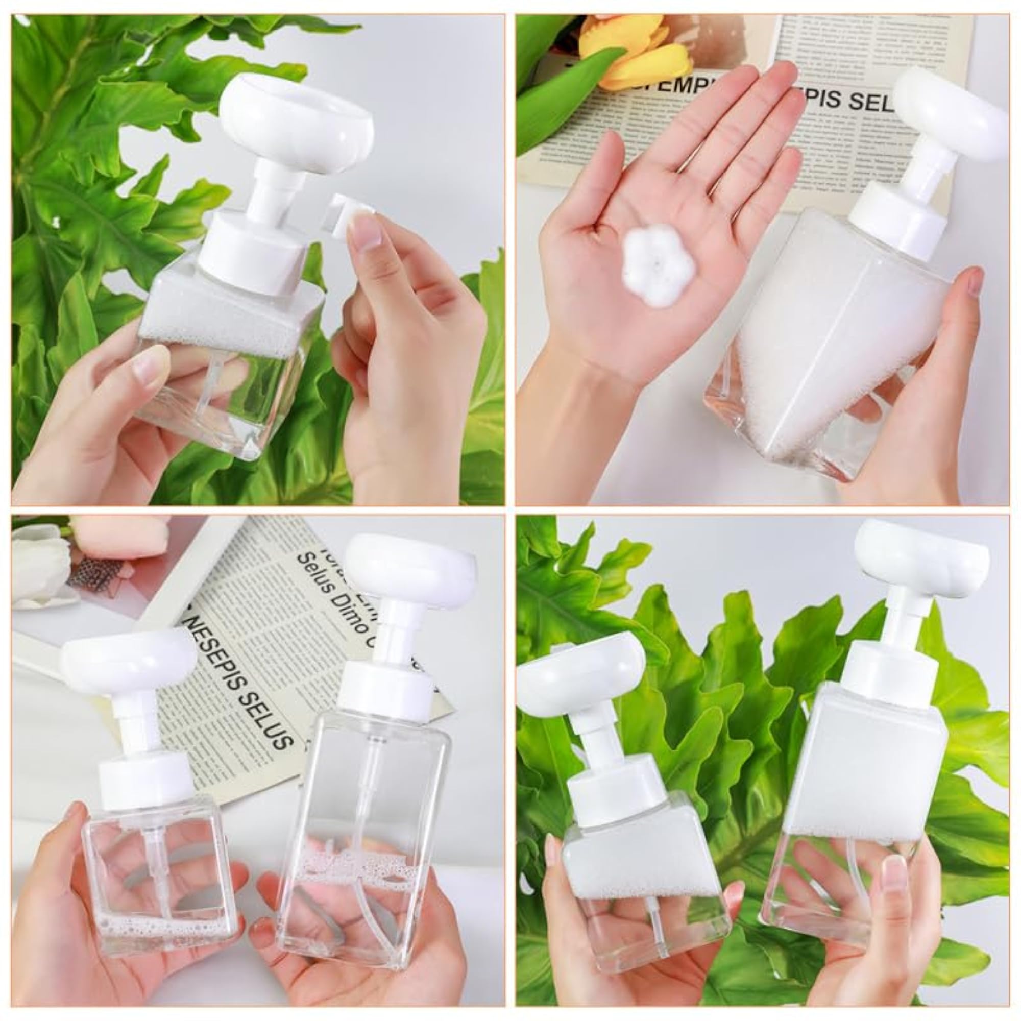 2pcs Flower Foaming Soap Dispenser Bottles